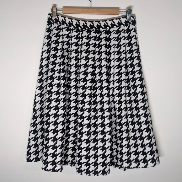 NYInvasion Retro Houndstooth Midi Circle‎ Skirt - Picture 2 of 6